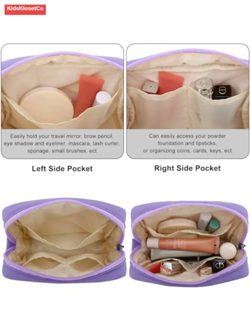 Quilted Nylon Wristlet Pouch Women's Travel Makeup Bag